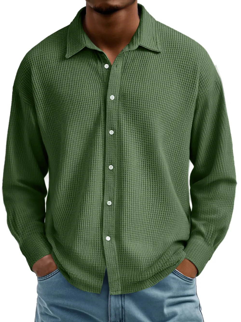 Textured Knit Camp Collar Shirt