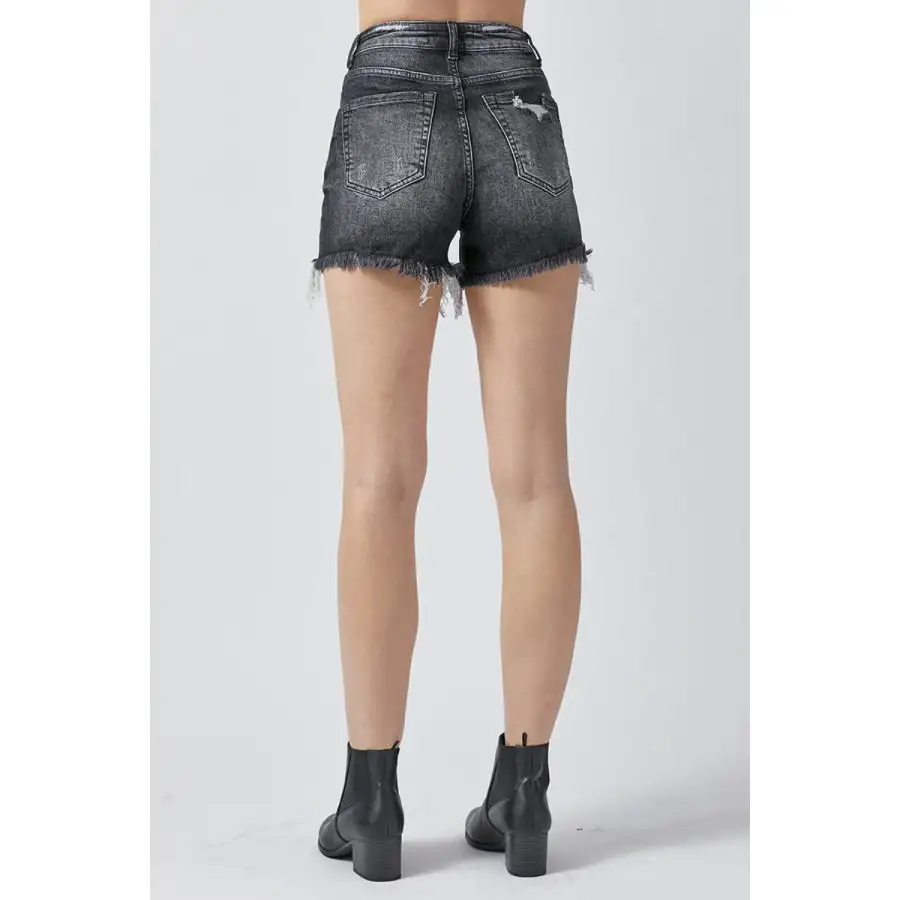 Full Size High Rise Distressed Denim Shorts