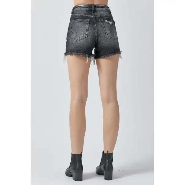 Full Size High Rise Distressed Denim Shorts