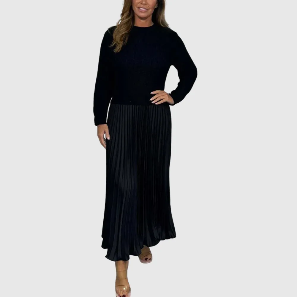 Maxi Dress With Sweater & Pleated Skirt