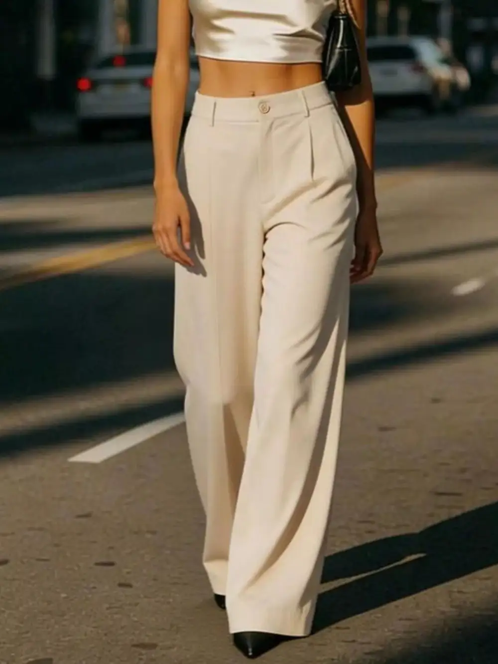 High Waisted Wide Leg Pleated Pants
