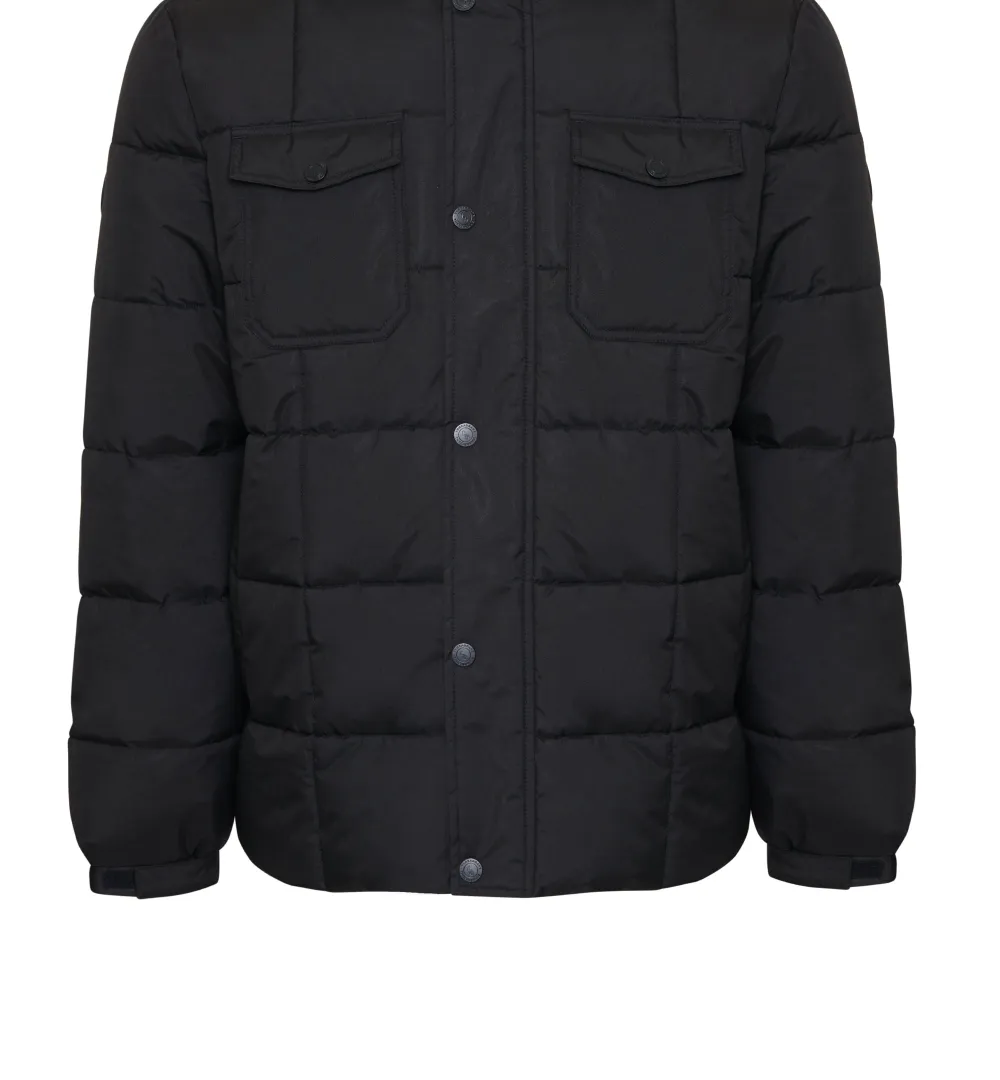 Men's Black Padded Funnel-Neck Jacket