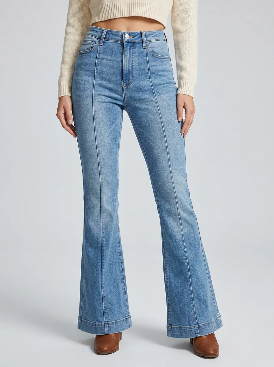 Minimal High-Waist Stretch Women's High-Waist Stretch Flare Jeans