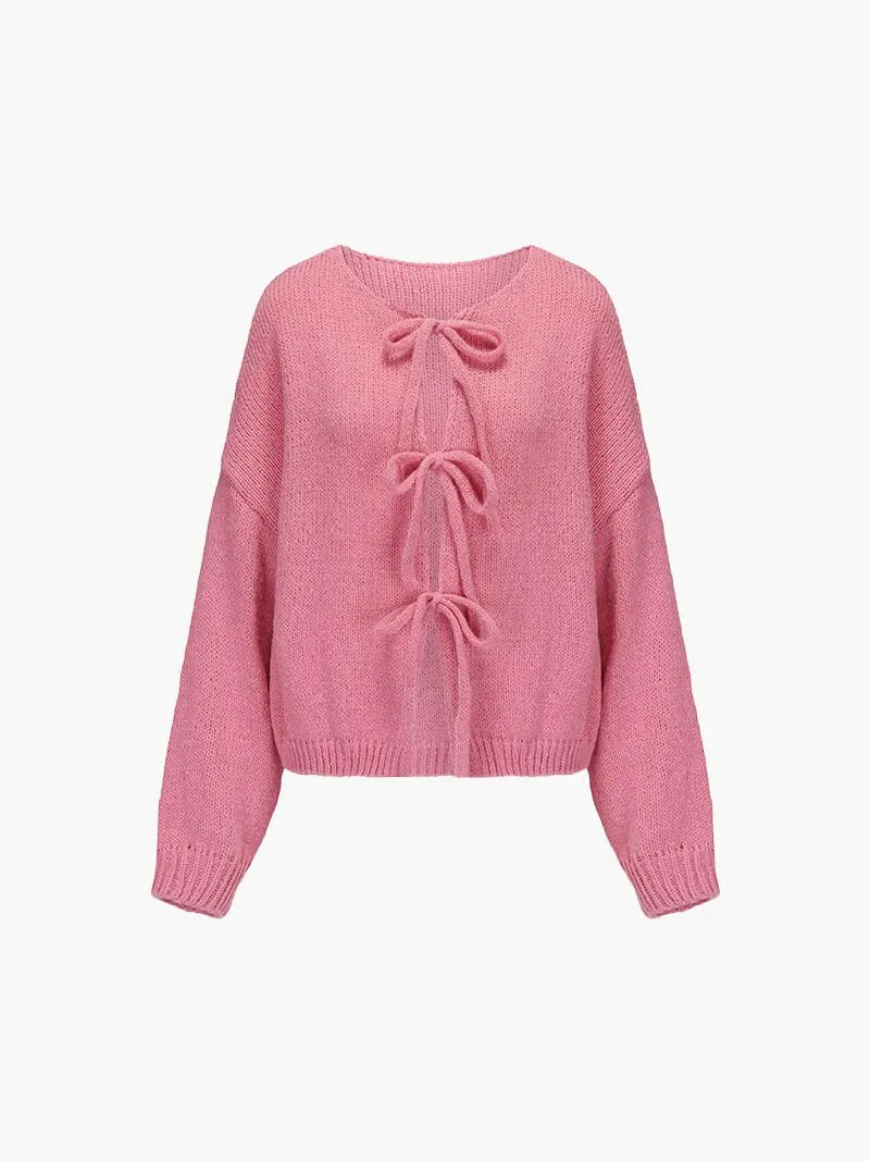 Lace-Up Knit Cardigan