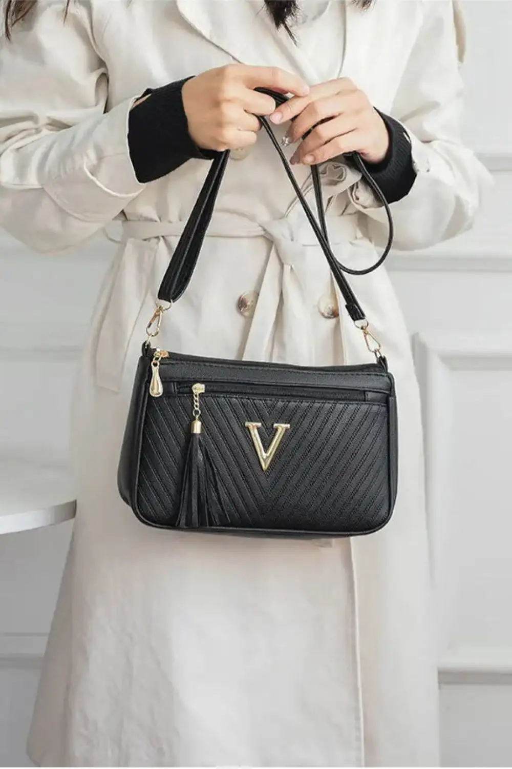 Square PU Leather Messenger Bag Lightweight Chic