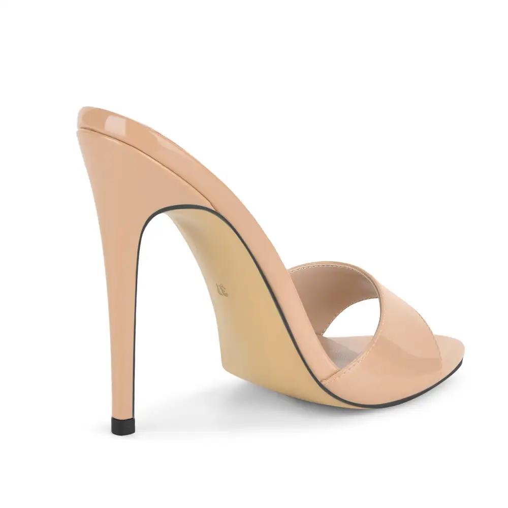 Pointed Toe Patent Leather Mule Sandals