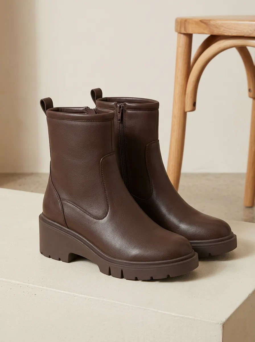 Refined Structured Women's Wedge Ankle Boots