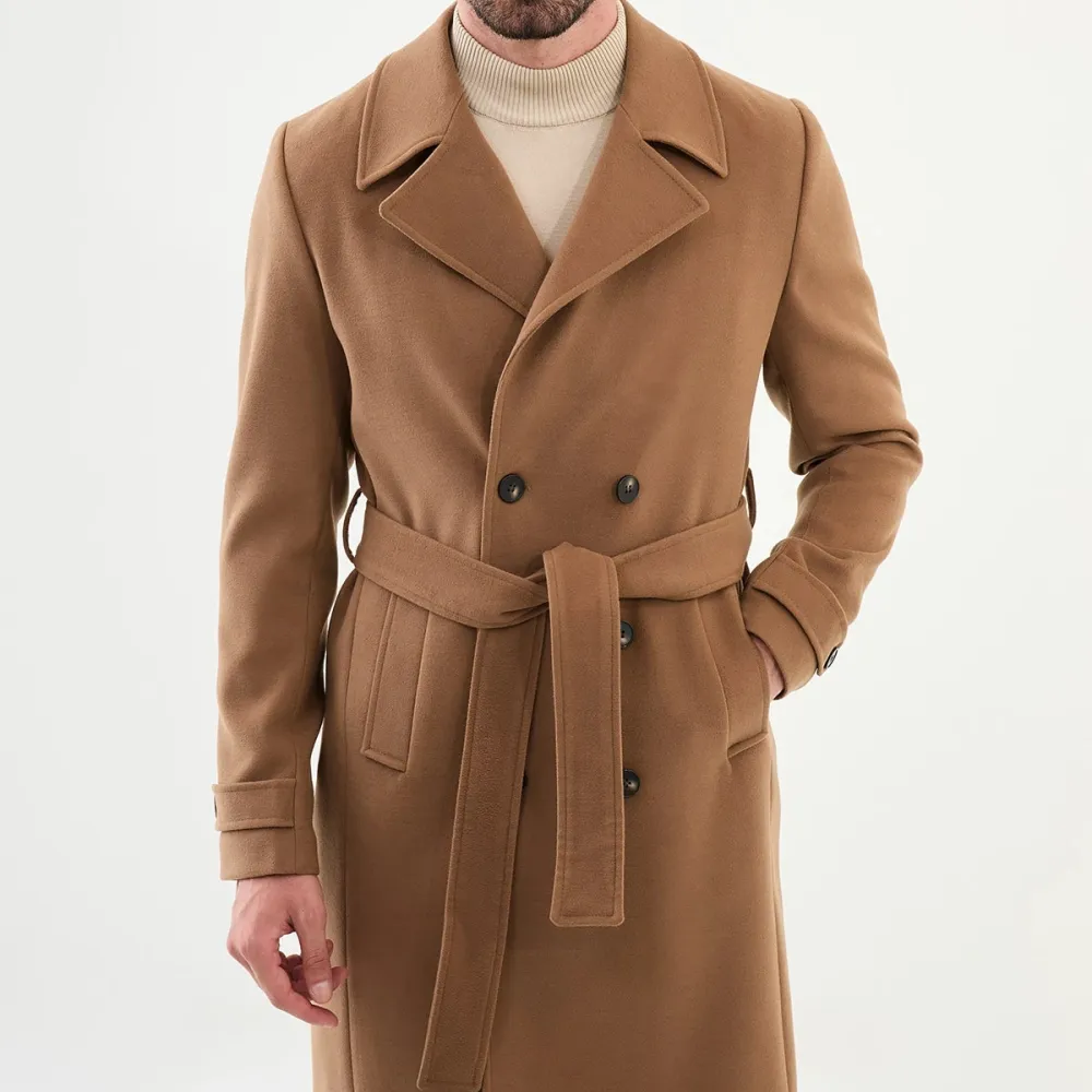 Modern Slim Fit Wool Longline Long Coat