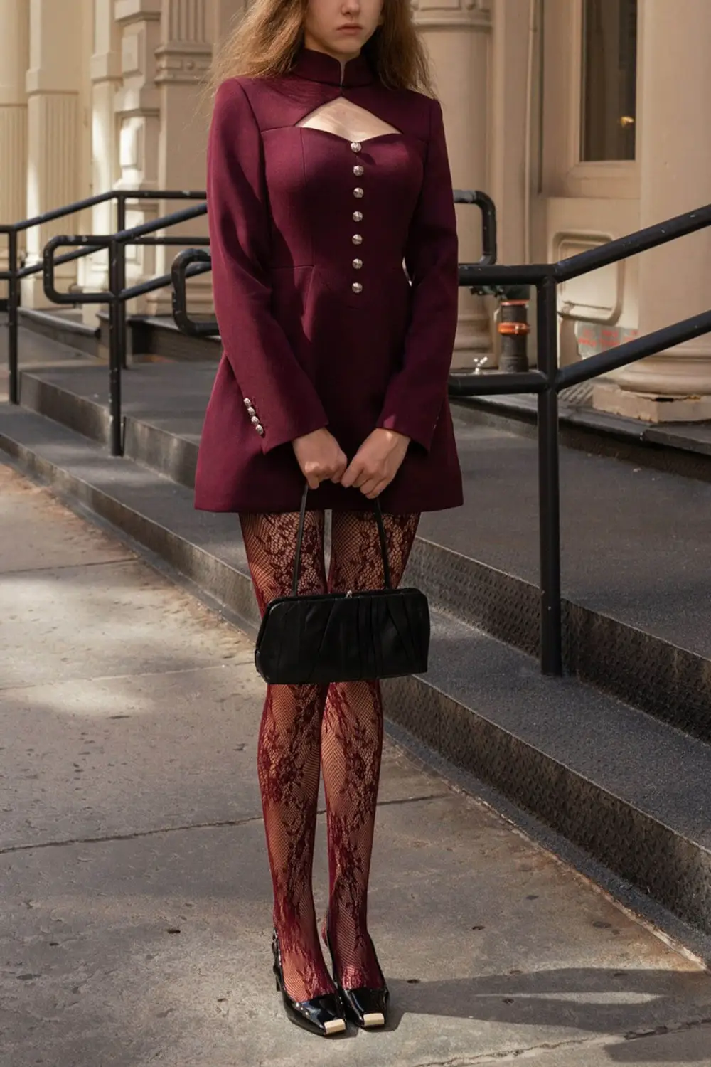 Hollowed Out Button Down Slim Mini Dress