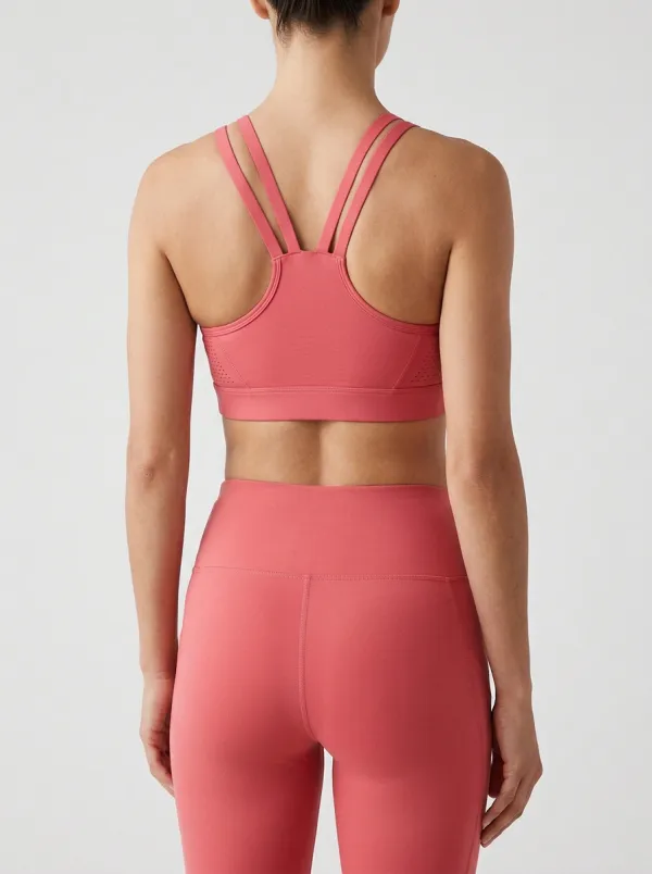 Keyhole Detail Cutout Detail Scoop Neck Wide Under-Bust Band Women's Sports Bra