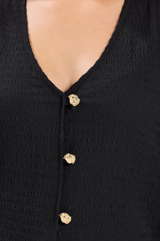 Black Textured Button Through Waistcoat detail 3