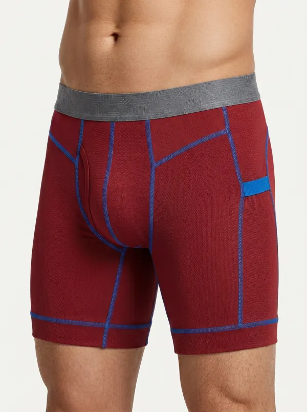 Men's Athletic Tech Circuit Pattern Blue Stitched Boxer Briefs