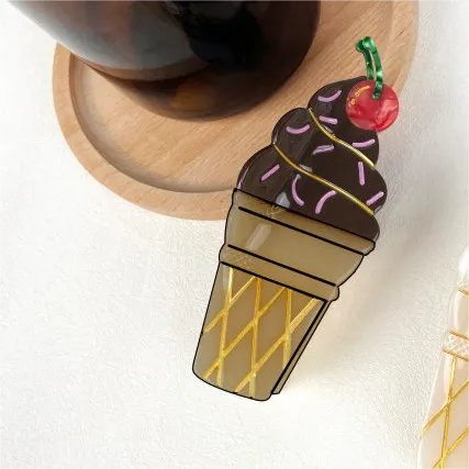 Ice Cream Cone Acetate Hair Clip