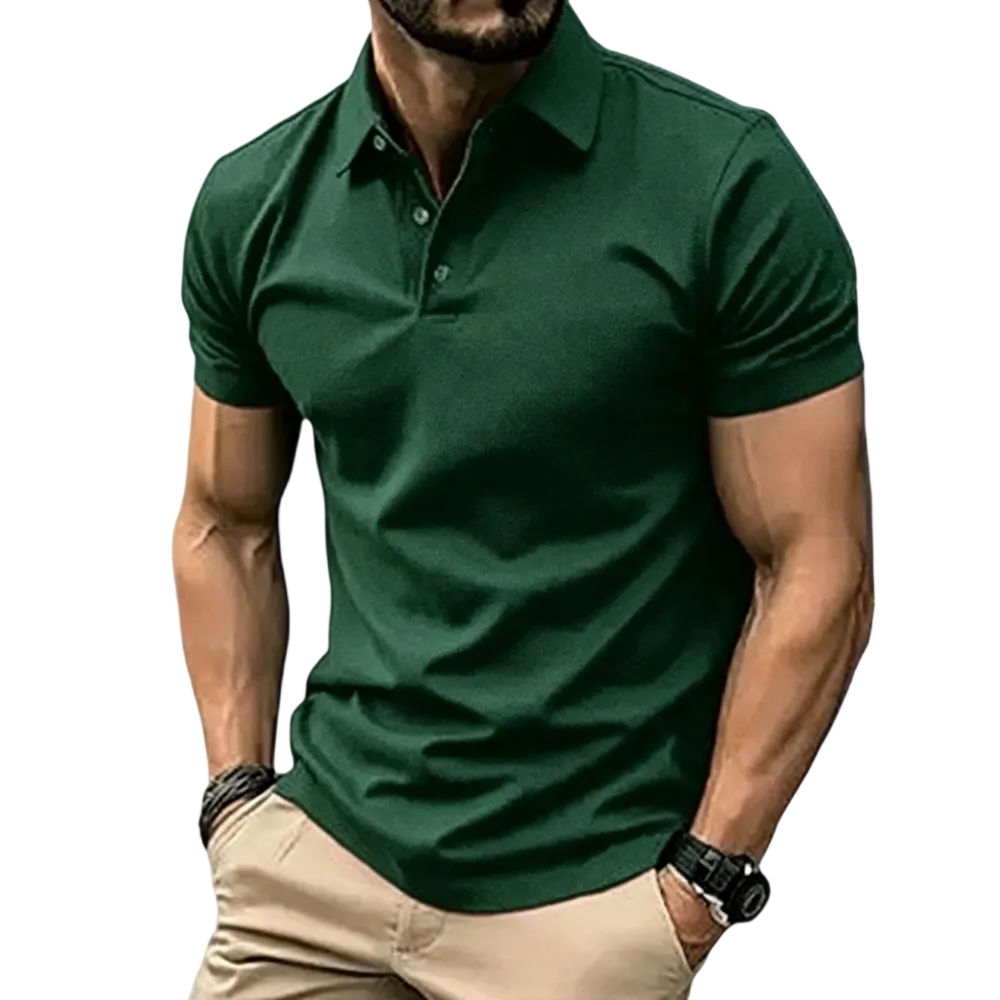 Men’s Casual Business Polo Shirts, Simple and Comfortable, Skin-Friendly Polyester Fabric with Slight Stretch