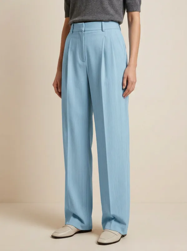 Minimalist Pinstripe High Rise Wide Leg Trousers