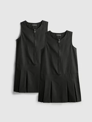 7-15yrs | 2pk Pleated Pinafore School Dresses