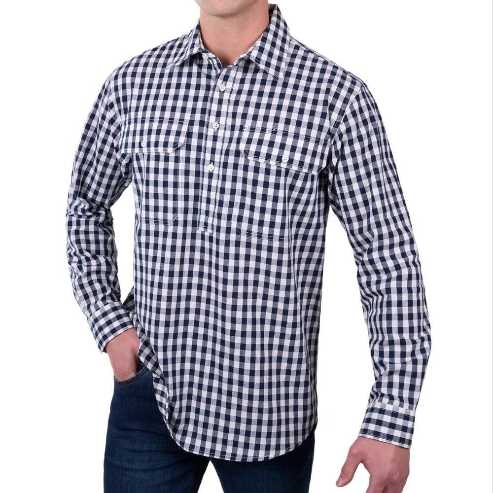 Men's Half Placket Long Sleeve Shirt