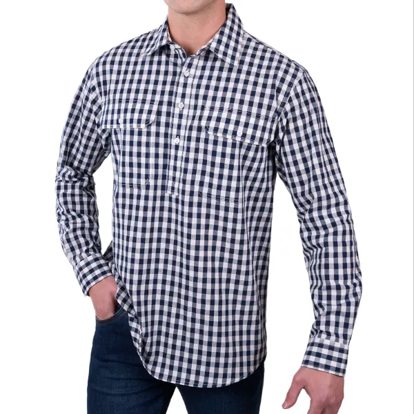 Men's Half Placket Long Sleeve Shirt