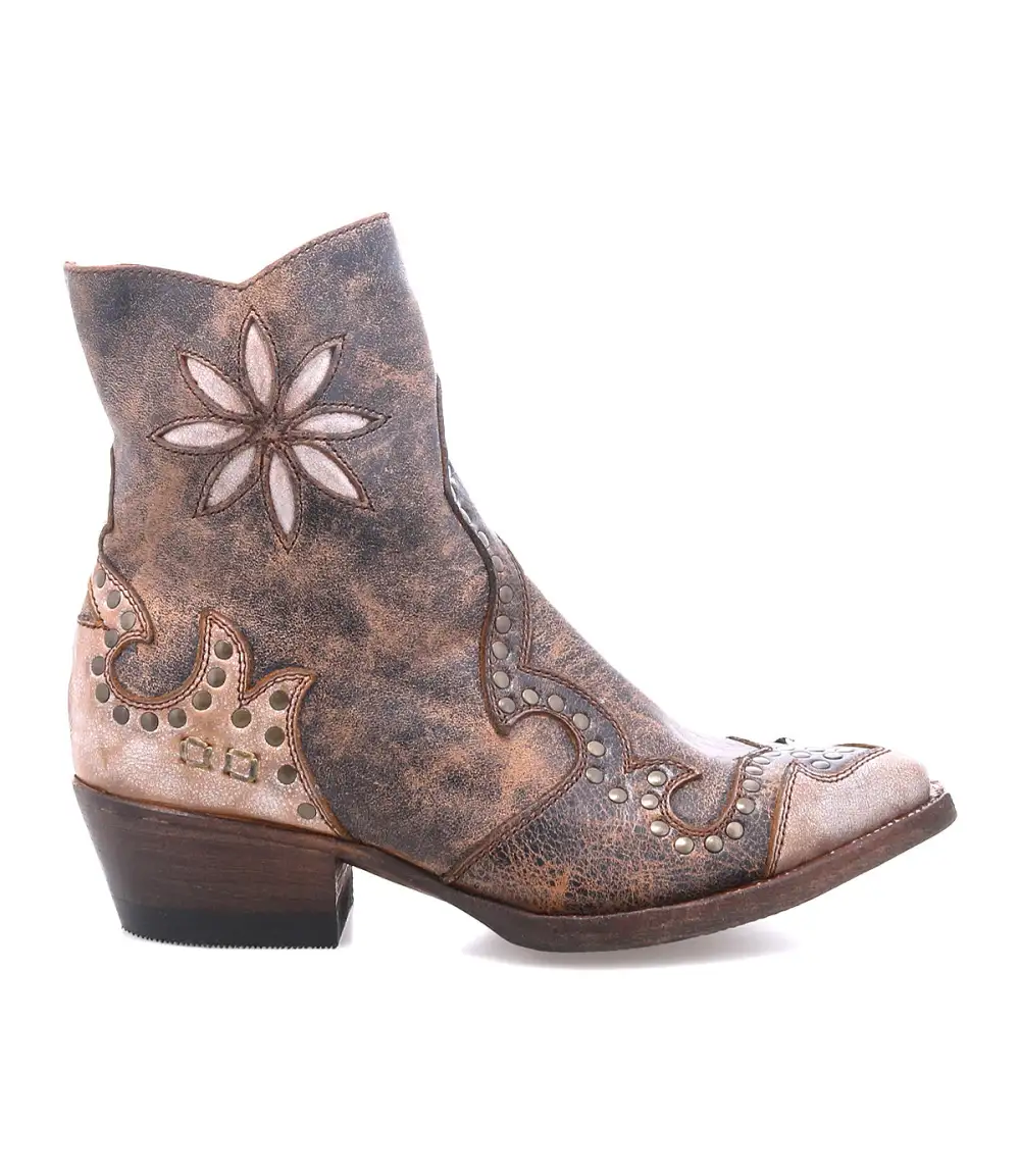 Floral-Stitched Studded Western Boots