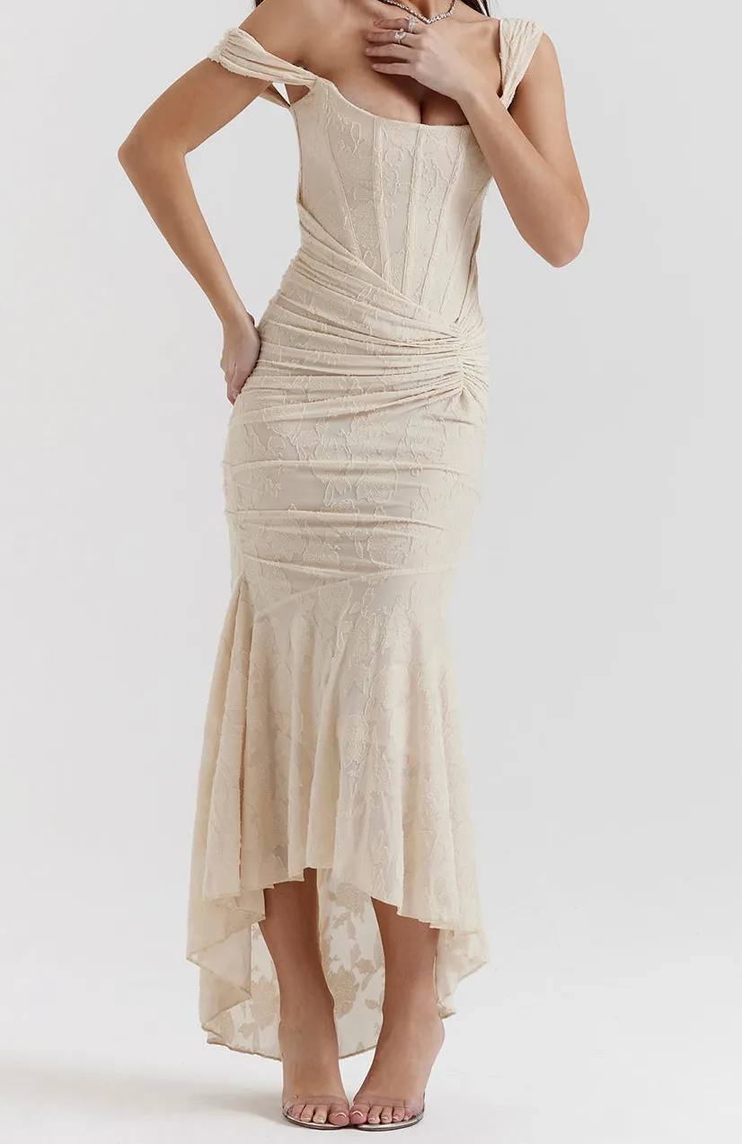Lace Ruched Bodycon Dress