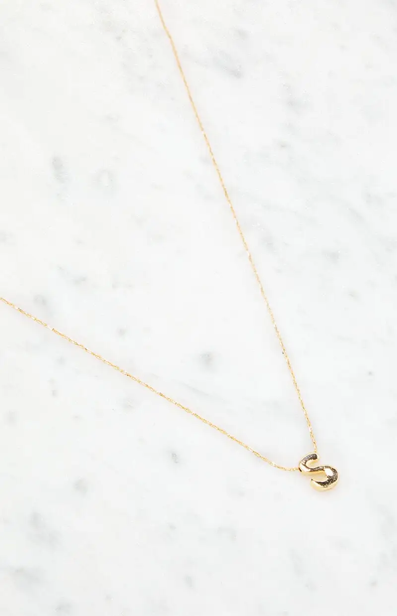 LA Hearts S Initial 14K Gold Plated Necklace