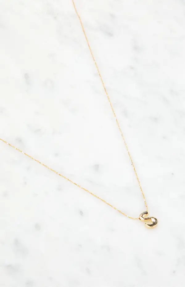 LA Hearts S Initial 14K Gold Plated Necklace