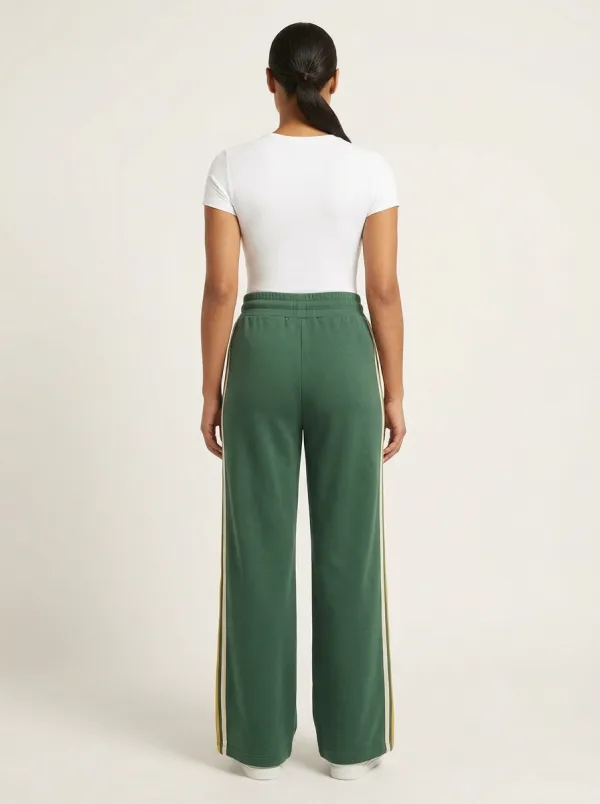 Women's High-Rise Metal-Tip Drawstring Side-Stripe Wide-Leg Sweatpants