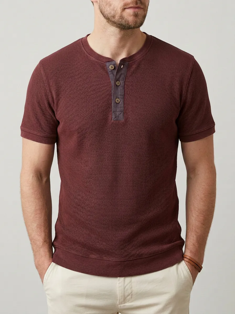 Refined Tailored Men's Short-Sleeve Henley Shirt