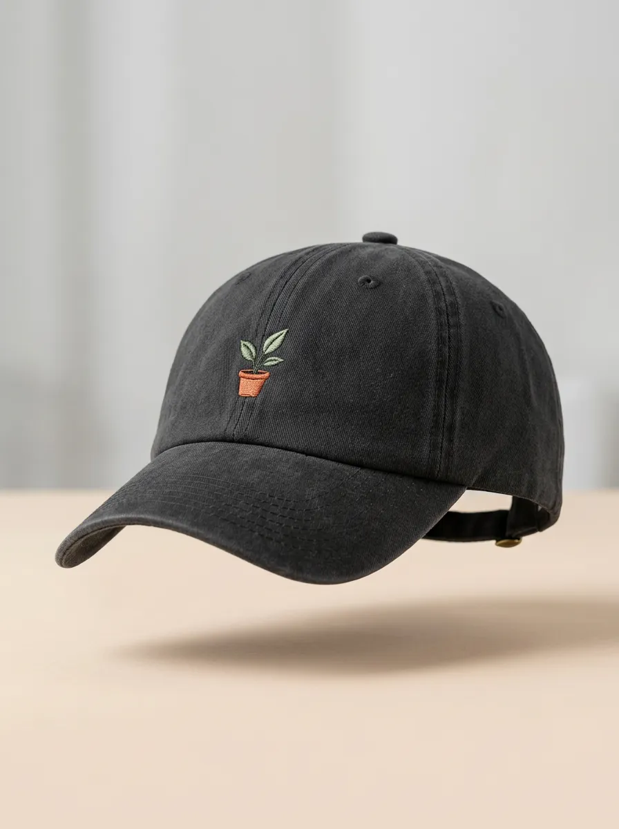 Minimal Plant-Lover Embroidered Potted-Plant Unisex Baseball Cap