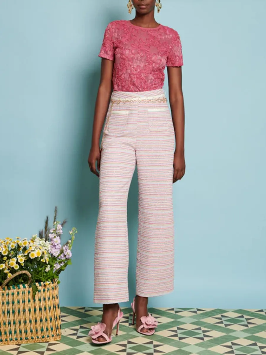 Casual Honeydew Tweed Trousers