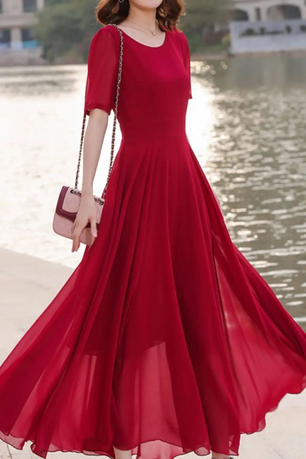 Refined Chiffon Fit And Flare Maxi Dress