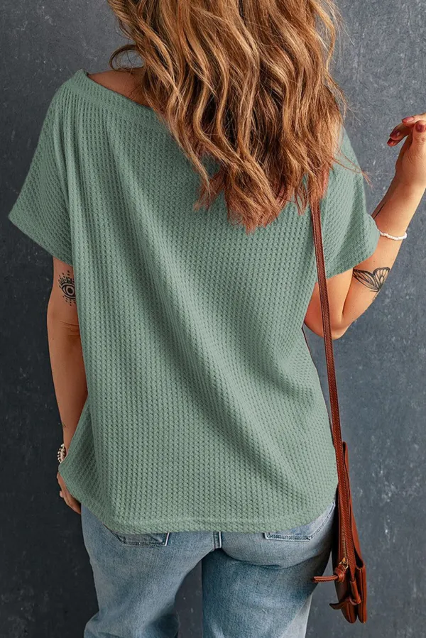 Mist Green Waffle Knit Boat Top