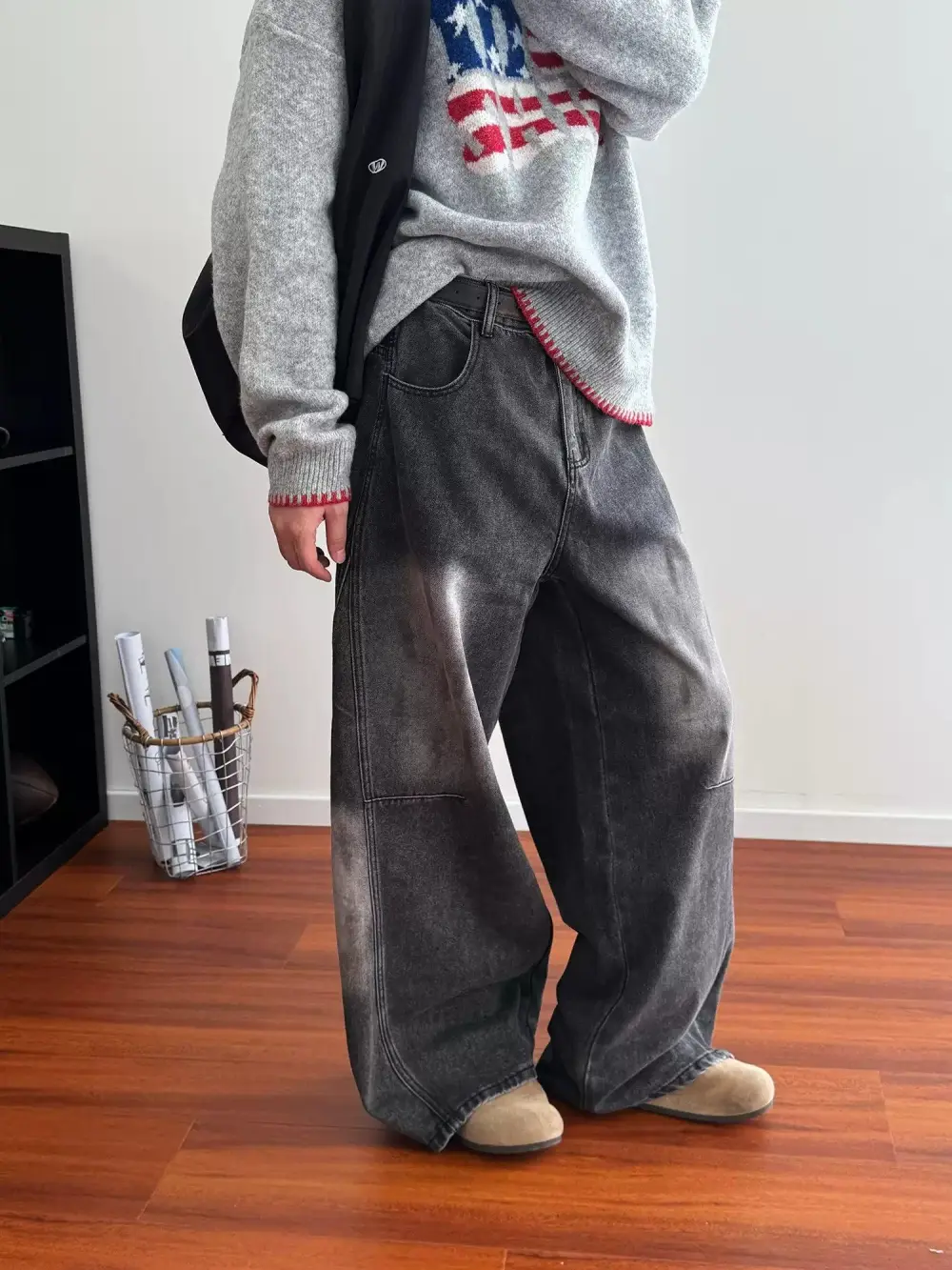 Acid Washed Wide Leg Jeans