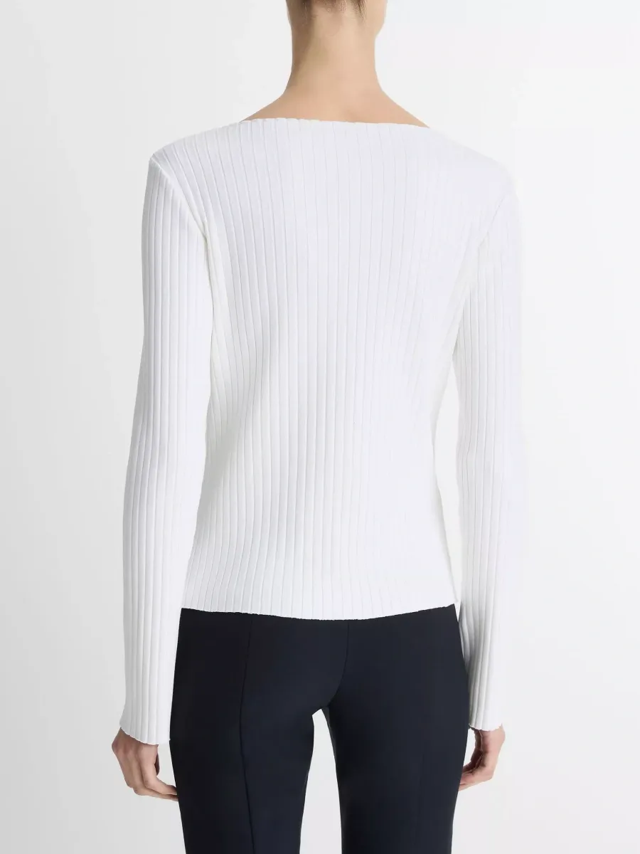 Ribbed Boat Neck T-Shirt