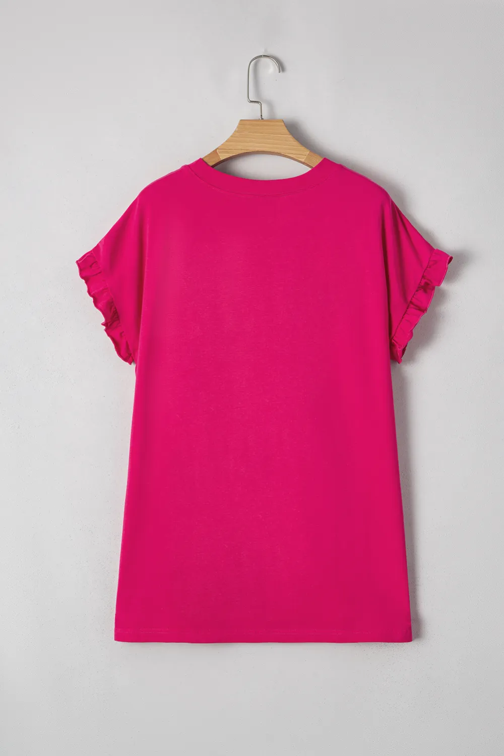 Rose Red Block Ruffled Crew Tee
