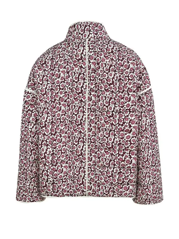 Quilted Knit Floral-Print Relaxed Jacket