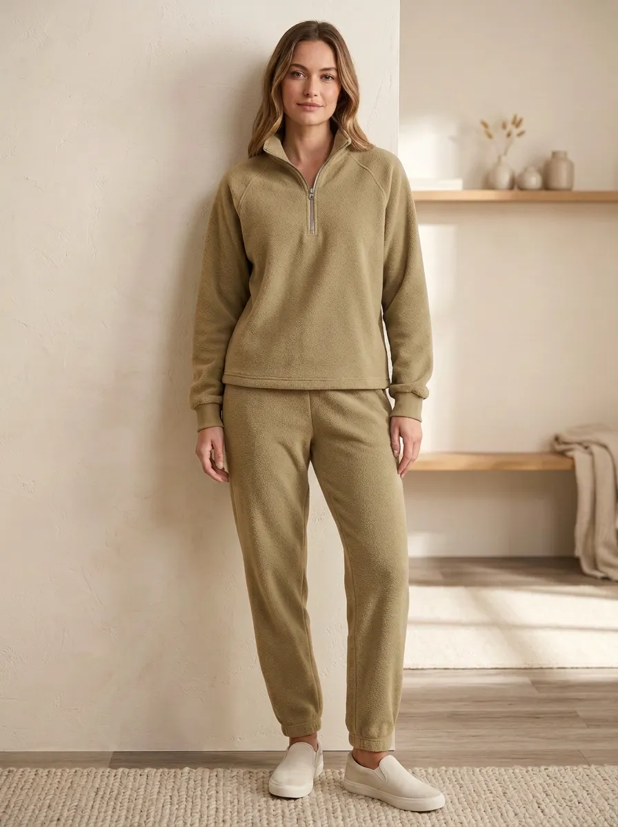 Everyday Quarter Zip Fleece Silhouette Women's Fleece Lounge Set