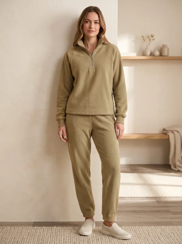 Everyday Quarter Zip Fleece Silhouette Women's Fleece Lounge Set