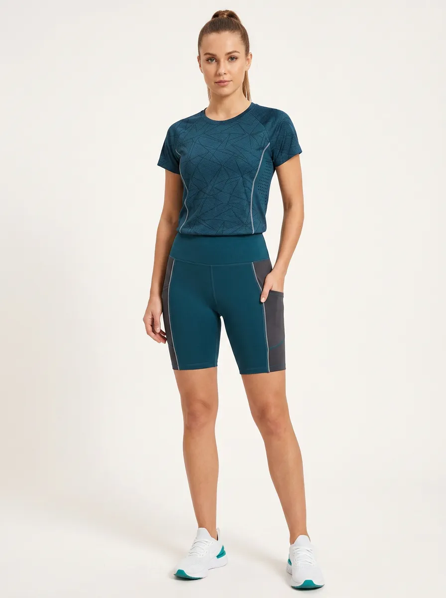 Women's Fitness Gym Geometric Printed Activewear Set