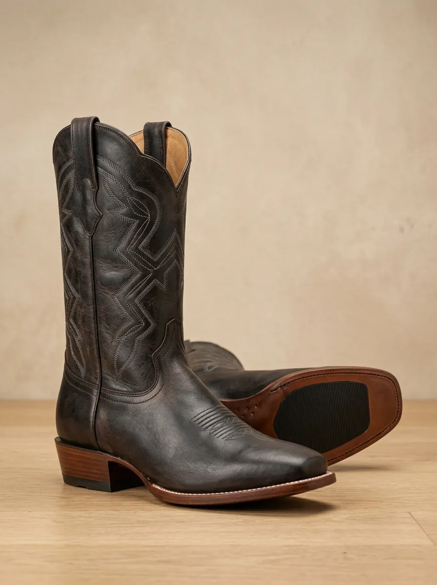 Men's Western Cowboy Distressed Embroidered Western Boots