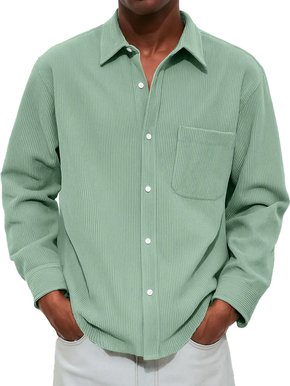 Comfort Fit Ribbed Knit Pocket Shirt