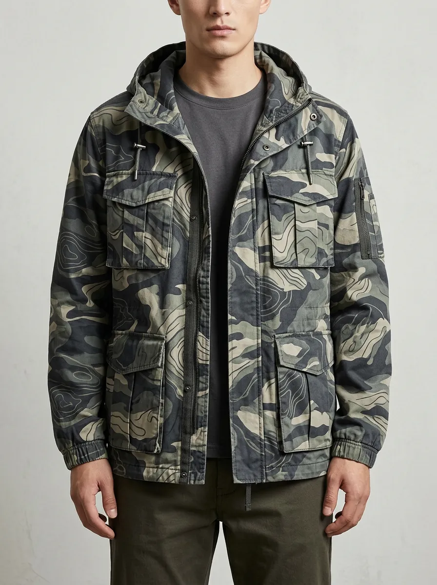 Men's Topographic Camouflage Field Jacket