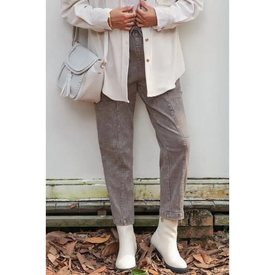 Drawstring Straight Pants with Pockets
