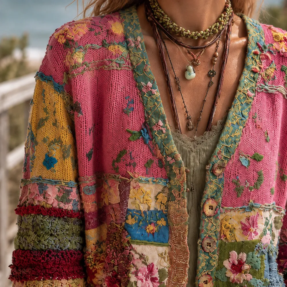 Patchwork Soft Knit Cardigan
