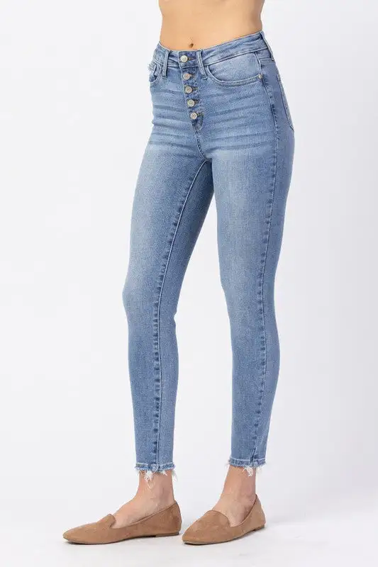 High Rise Classic Button Skinny Apparel