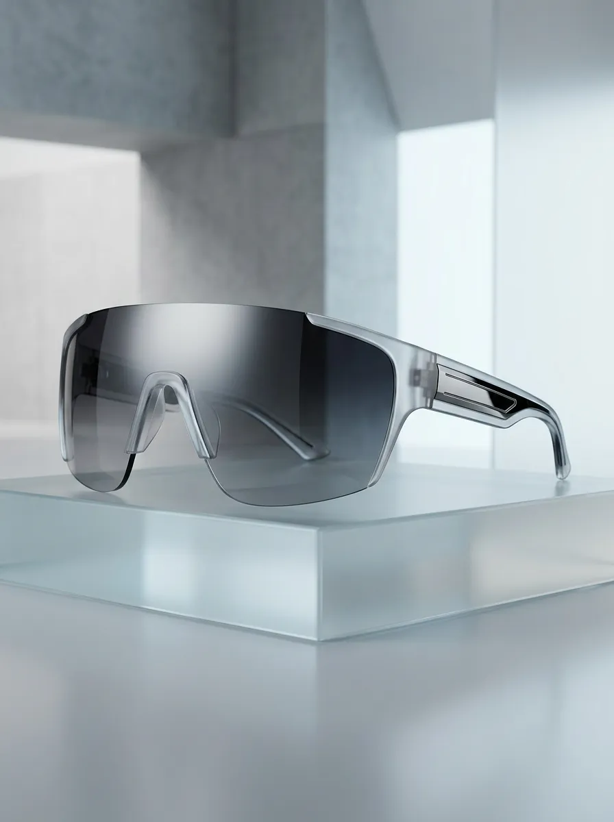 Unisex Sporty Futuristic Shield Gradient Lens Sunglasses