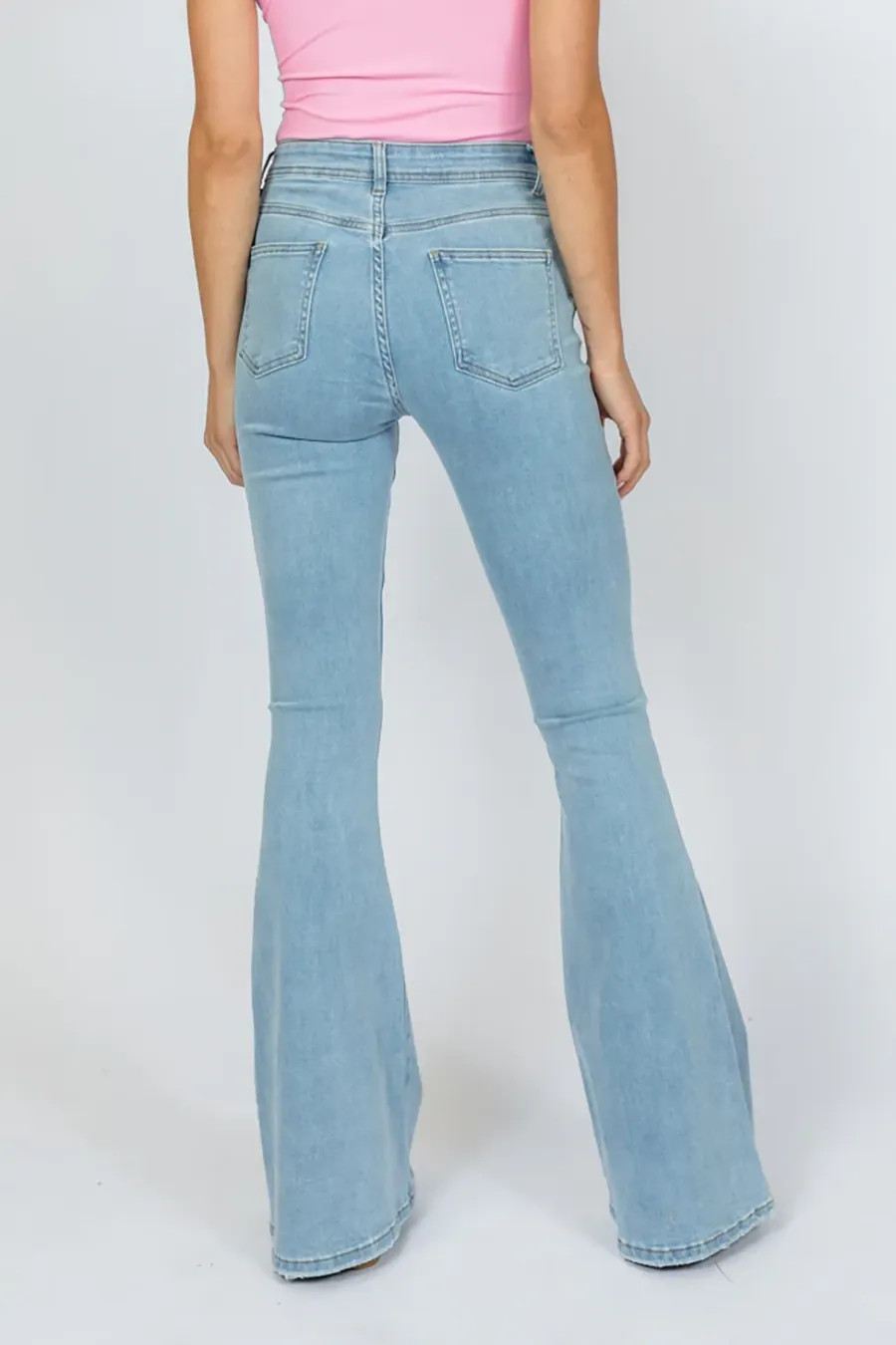 Comfortable Light Wash Stretchy Flare Jeans
