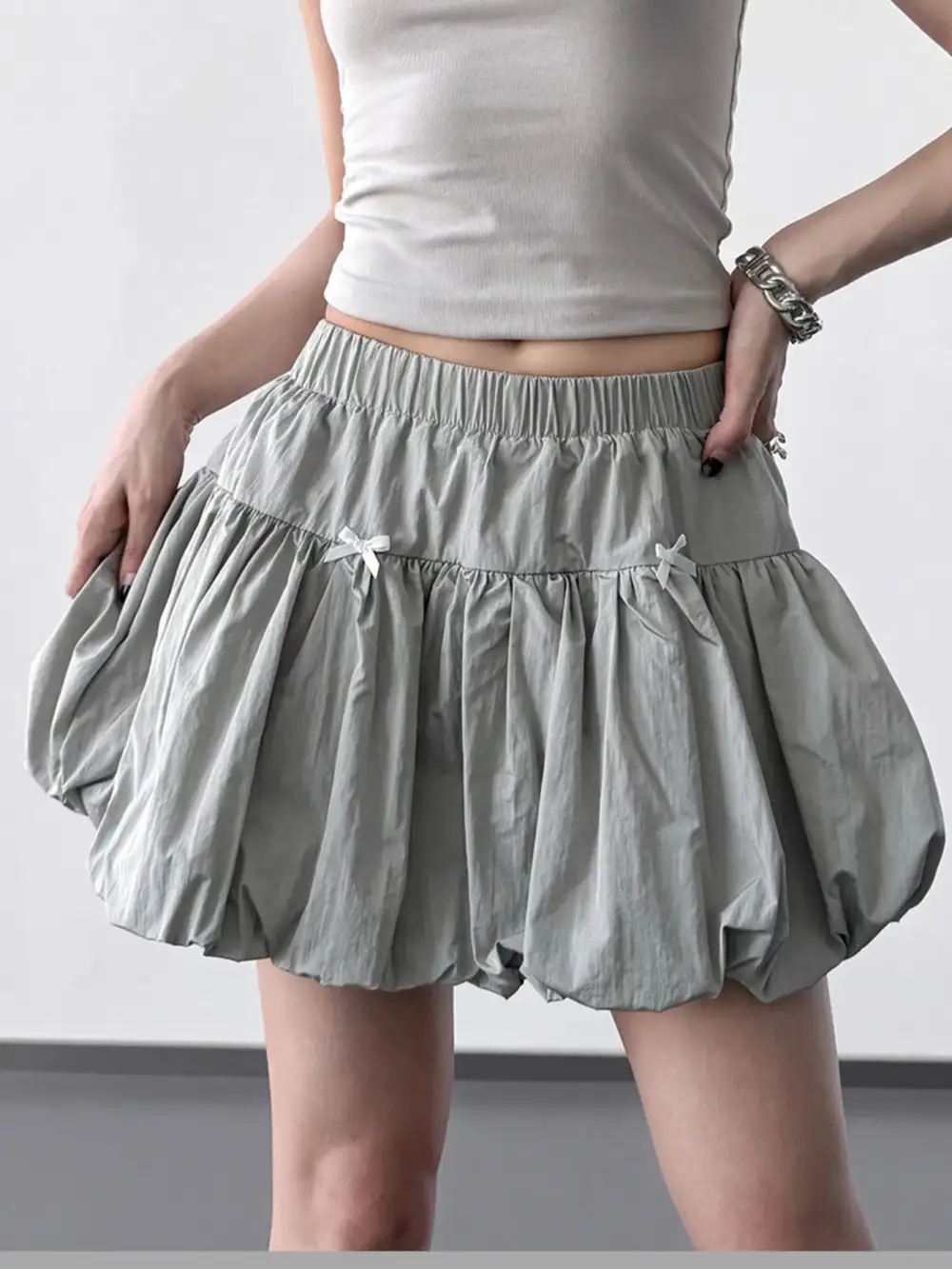 Open Ruched Bubble Skirt