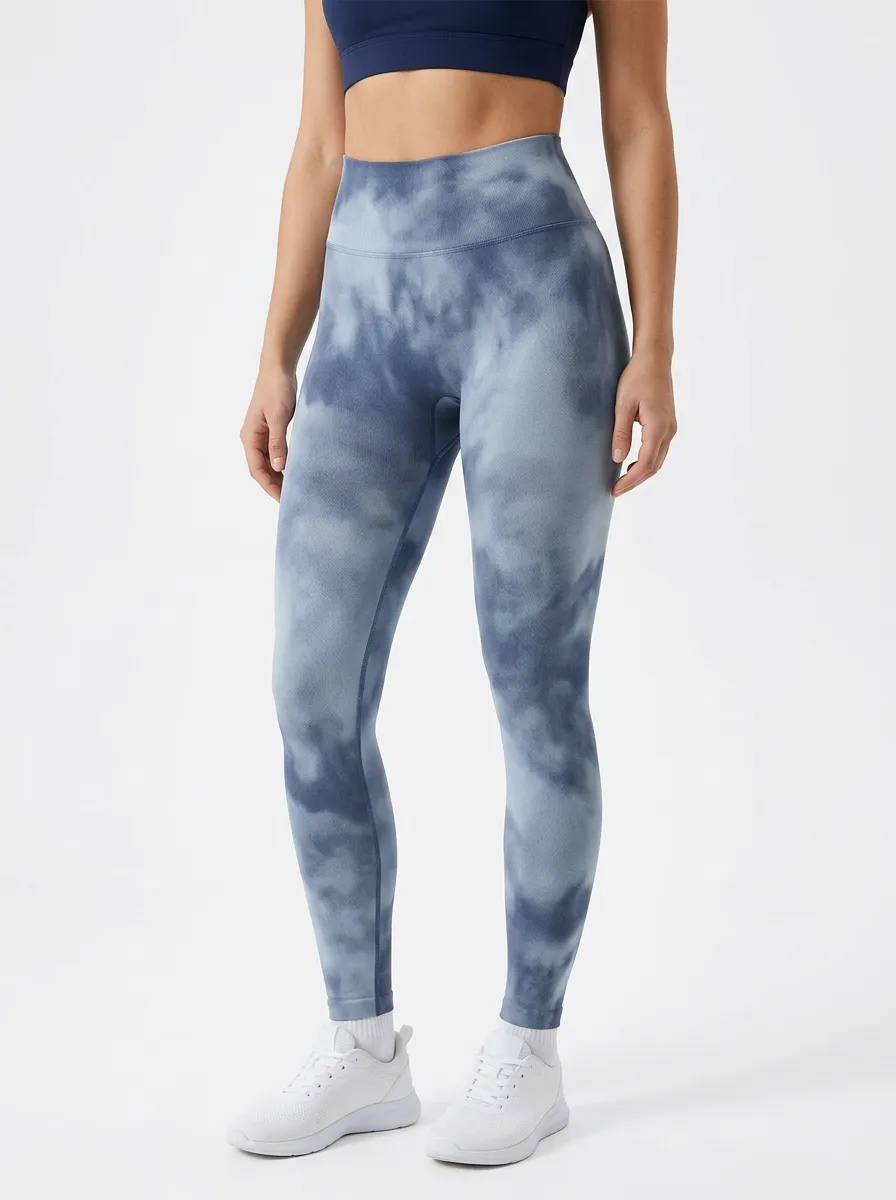 Women's Tie-Dye Ankle-Length Seamless-Look Fine-Knit High-Rise Leggings