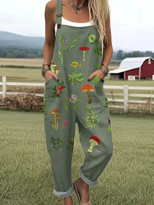  Embroidered Dungaree Jumpsuit